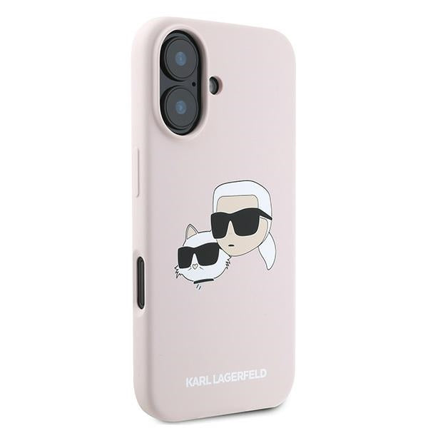 Karl Lagerfeld Silicone Nauble Heads Print MagSafe Case for iPhone 16 Plus - Pink