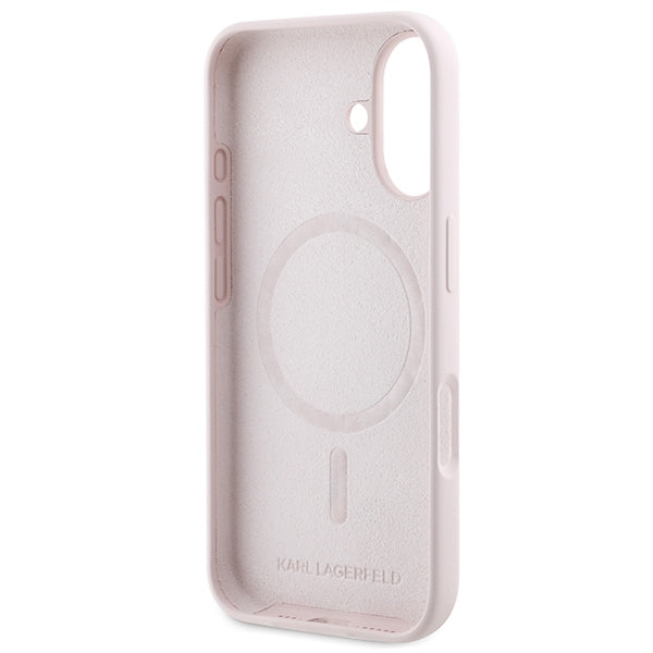 Karl Lagerfeld Silicone Karl&amp;Choupette Heads Ring MagSafe iPhone 16 Case - Pink