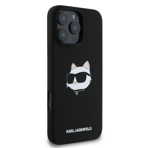 Karl Lagerfeld Silicone Choupette Head Print MagSafe case for iPhone 16 Pro Max - black