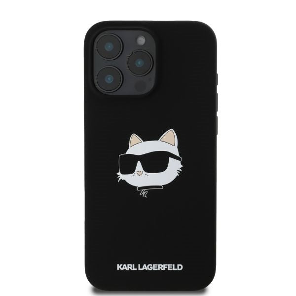 Karl Lagerfeld Silicone Choupette Head Print MagSafe case for iPhone 16 Pro Max - black