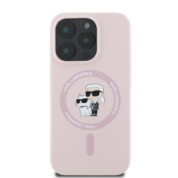Karl Lagerfeld Silicone Karl&amp;Choupette Heads MagSafe Case for iPhone 16 Pro Max - Pink