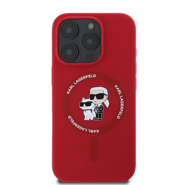 Karl Lagerfeld Silicone Karl&Choupette Heads Ring MagSafe case for iPhone 16 Pro Max - red