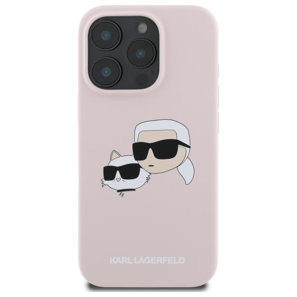 Karl Lagerfeld Silicone Nauble Heads Print MagSafe Case for iPhone 16 Pro Max - Pink