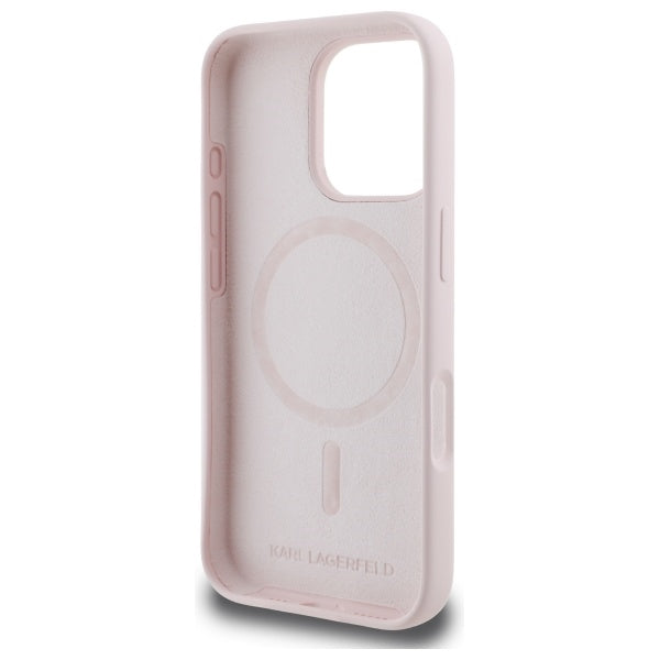 Karl Lagerfeld Silicone Nauble Heads Print MagSafe Case for iPhone 16 Pro Max - Pink