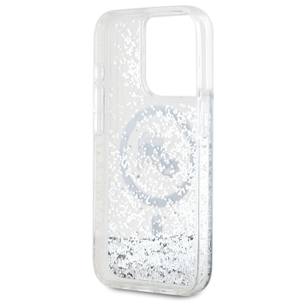 Karl Lagerfeld Liquid Glitter Karl &amp; Choupette Head Magsafe Case for iPhone 15 Pro Max - Clear
