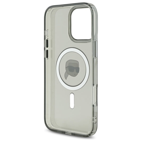 Karl Lagerfeld IML Metal Karl Head MagSafe iPhone 16 Pro Case - Black
