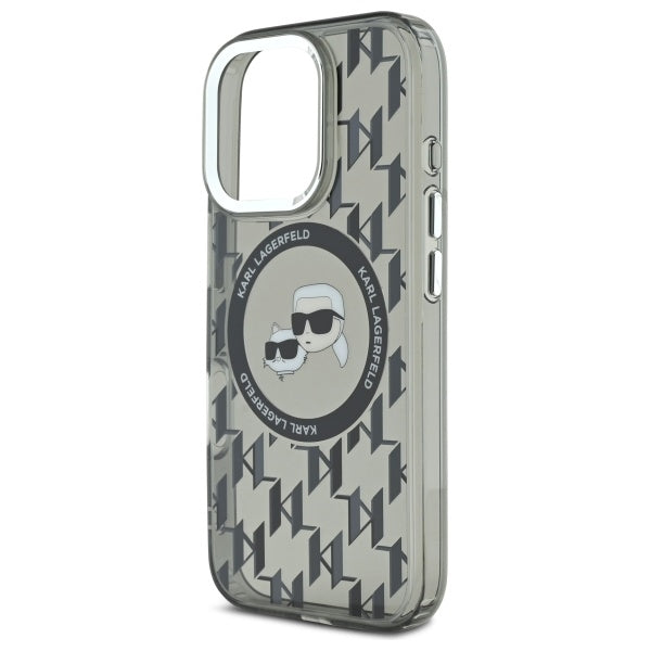 Karl Lagerfeld IML Monogram Karl &amp; Choupette Head MagSafe iPhone 16 Pro Case - Black