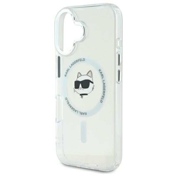 Karl Lagerfeld IML Metal Choupette Head MagSafe case for iPhone 16 Plus - white