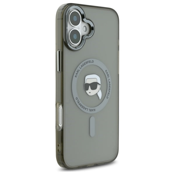 Karl Lagerfeld IML Metal Karl Head MagSafe iPhone 16 Plus Case - Black