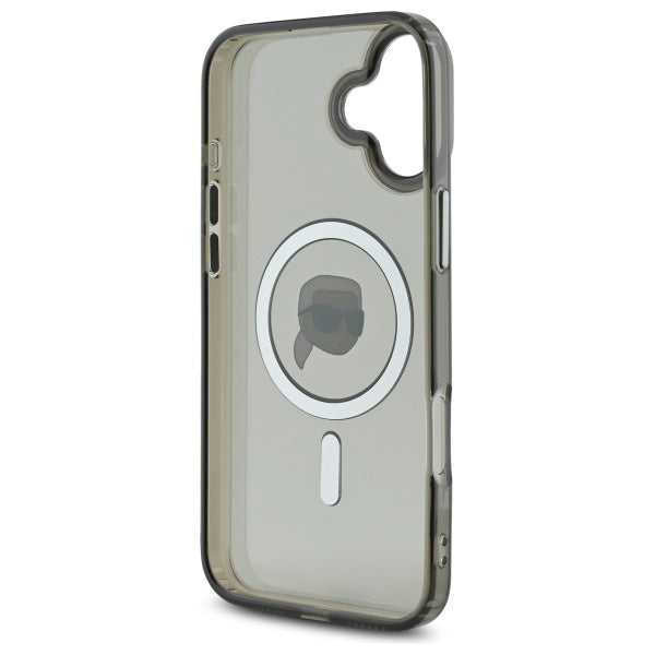 Karl Lagerfeld IML Metal Karl Head MagSafe iPhone 16 Plus Case - Black