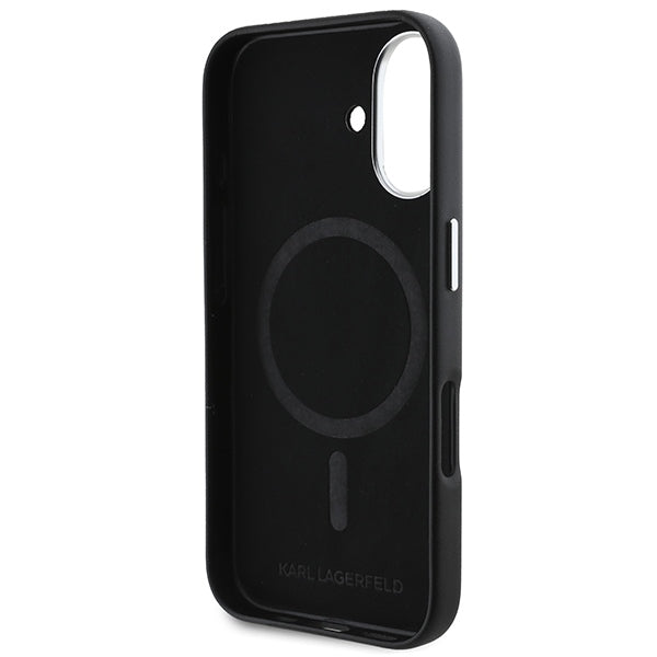 Karl Lagerfeld FW Metal Plate MagSafe iPhone 16 Plus Case - Black