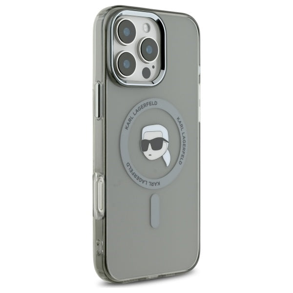 Karl Lagerfeld IML Metal Karl Head MagSafe Case for iPhone 16 Pro Max - Black