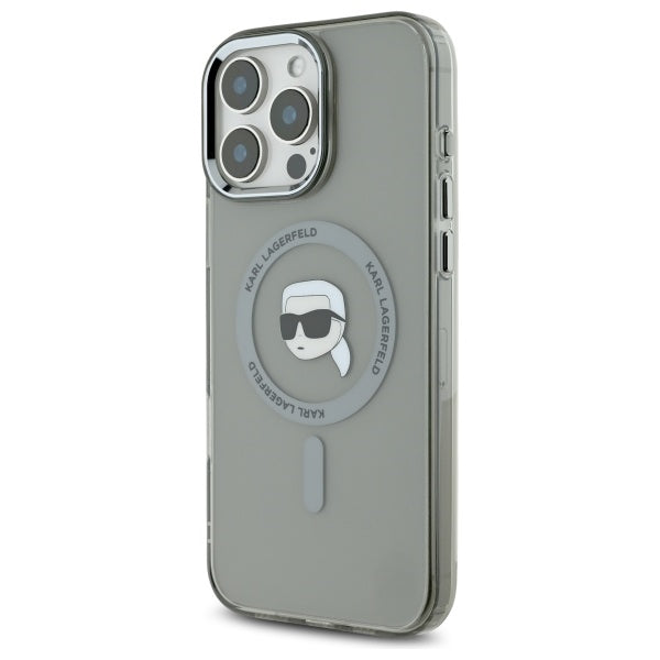 Karl Lagerfeld IML Metal Karl Head MagSafe Case for iPhone 16 Pro Max - Black