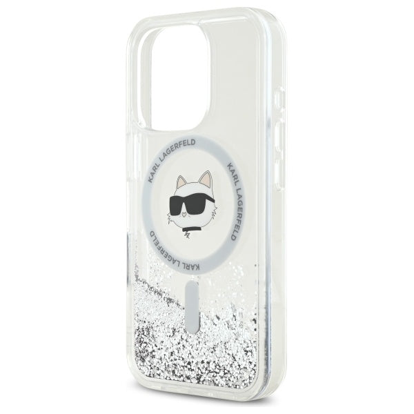 Karl Lagerfeld Liquid Glitter Choupette Head Magsafe Case for iPhone 16 Pro Max - Clear