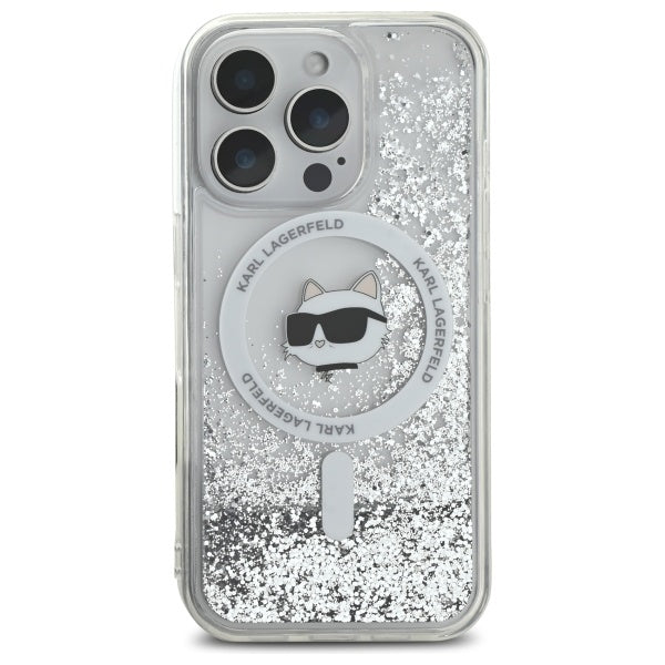 Karl Lagerfeld Liquid Glitter Choupette Head Magsafe Case for iPhone 16 Pro Max - Clear