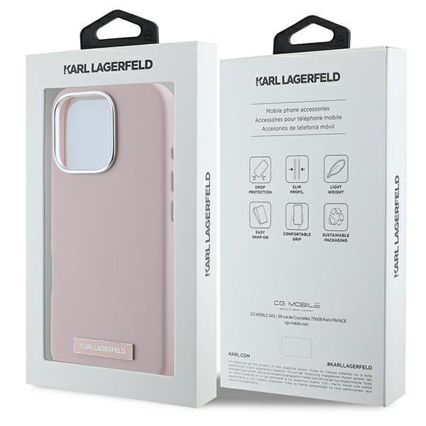Karl Lagerfeld FW Metal Plate MagSafe iPhone 16 Pro Max Case - Pink