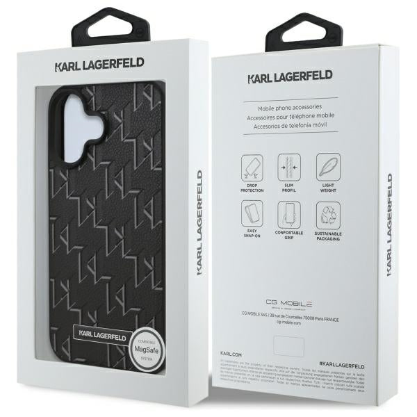 Karl Lagerfeld Hot Stamp Magsafe iPhone 16 Plus Case - Black