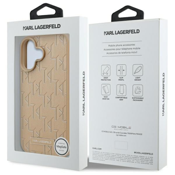 Karl Lagerfeld Hot Stamp Magsafe iPhone 16 Case - Beige