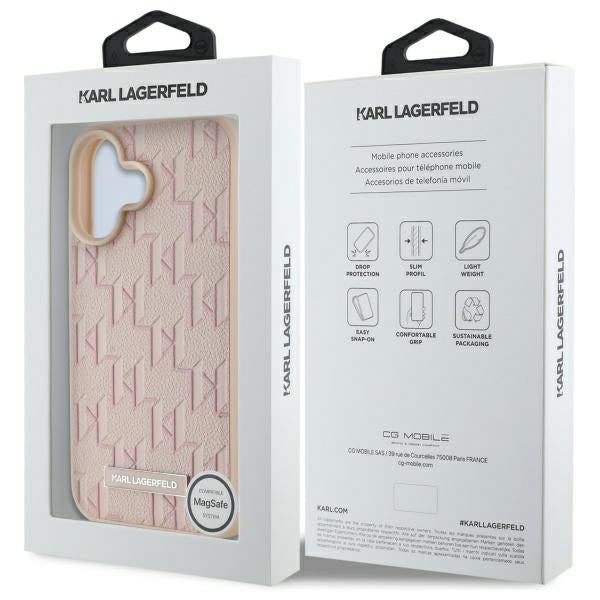 Karl Lagerfeld Hot Stamp Magsafe iPhone 16 Case - Pink