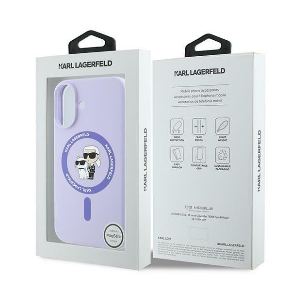 Karl Lagerfeld Silicone Karl&amp;Choupette Ring MagSafe iPhone 16 Case - Purple