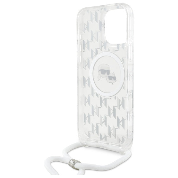 Karl Lagerfeld IML Crossbody Monogram Karl & Choupette Head MagSafe Case for iPhone 16 Pro - Clear