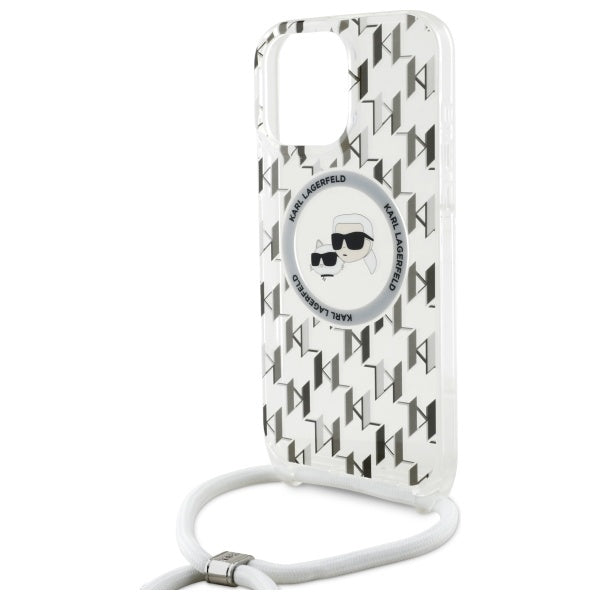 Karl Lagerfeld IML Crossbody Monogram Karl & Choupette Head MagSafe Case for iPhone 16 Pro - Clear