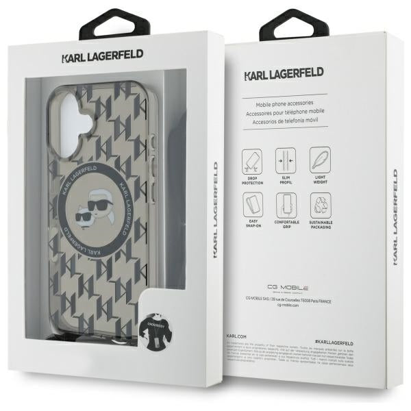 Karl Lagerfeld IML Crossbody Monogram Karl &amp; Choupette Head MagSafe iPhone 16 Case - Black