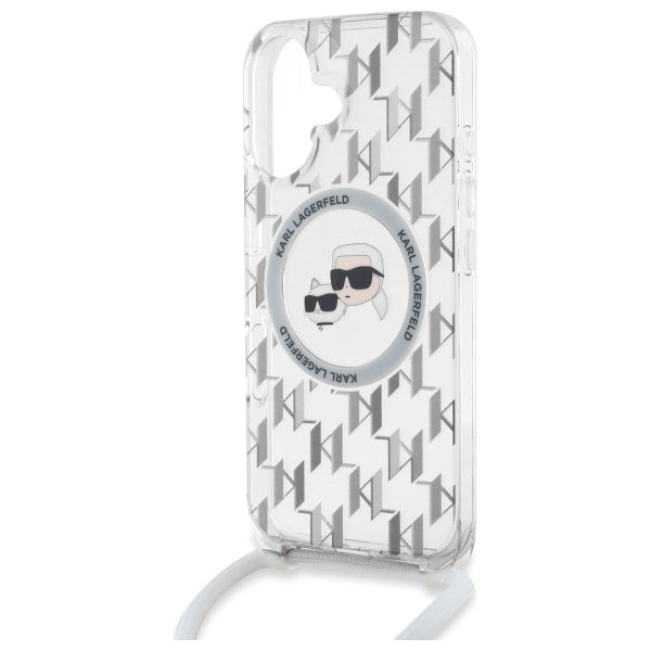Karl Lagerfeld IML Crossbody Monogram Karl &amp; Choupette Head MagSafe iPhone 16 Case - Clear