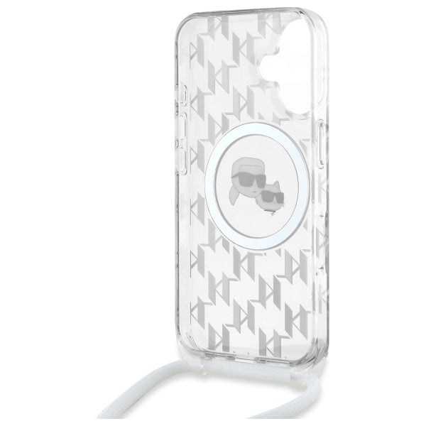 Karl Lagerfeld IML Crossbody Monogram Karl &amp; Choupette Head MagSafe iPhone 16 Case - Clear