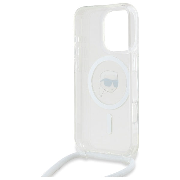 Karl Lagerfeld Crossbody IML Karl Head Magsafe Case for iPhone 16 Pro - Clear
