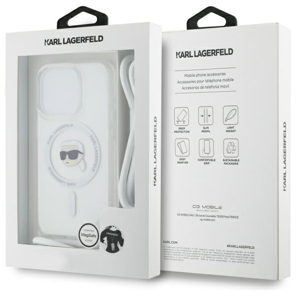 Karl Lagerfeld Crossbody IML Karl Head Magsafe Case for iPhone 16 Pro - Clear