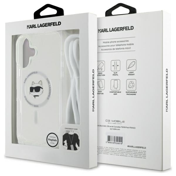 Karl Lagerfeld IML Choupette Head &amp; Cord Magsafe iPhone 16 Case - Clear