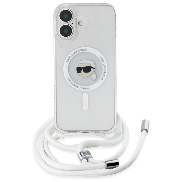 Karl Lagerfeld Crossbody IML Karl Head Magsafe Case for iPhone 16 - Clear