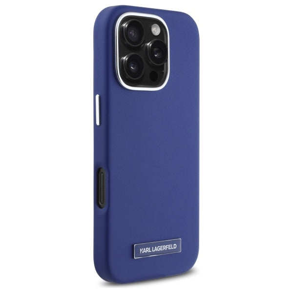 Karl Lagerfeld FW Metal Plate MagSafe iPhone 16 Pro Max Case - Blue