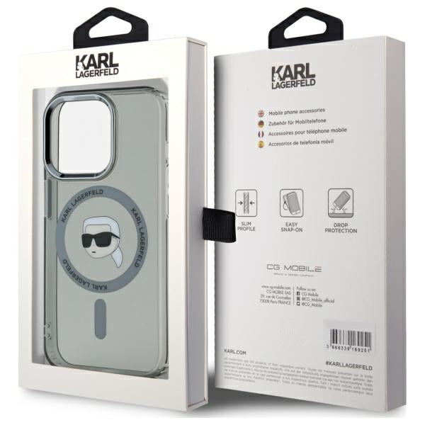 Karl Lagerfeld KLHMP15LHLSKIK iPhone 15 Pro 6.1" black/black hardcase IML Metal Karl Head MagSafe
