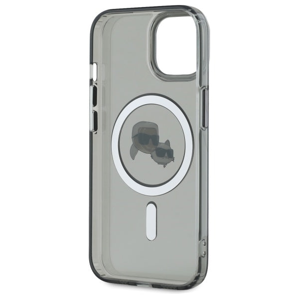 Karl Lagerfeld KLHMP15SHLSKCK iPhone 15 6.1" black/black hardcase IML Metal Karl&amp;Choupette Head MagSafe