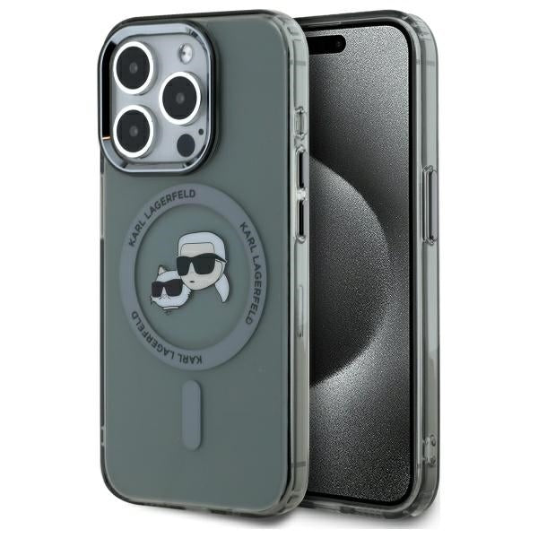 Karl Lagerfeld KLHMP15XHLSKCK iPhone 15 Pro Max 6.7" black/black hardcase IML Metal Karl&amp;Choupette Head MagSafe