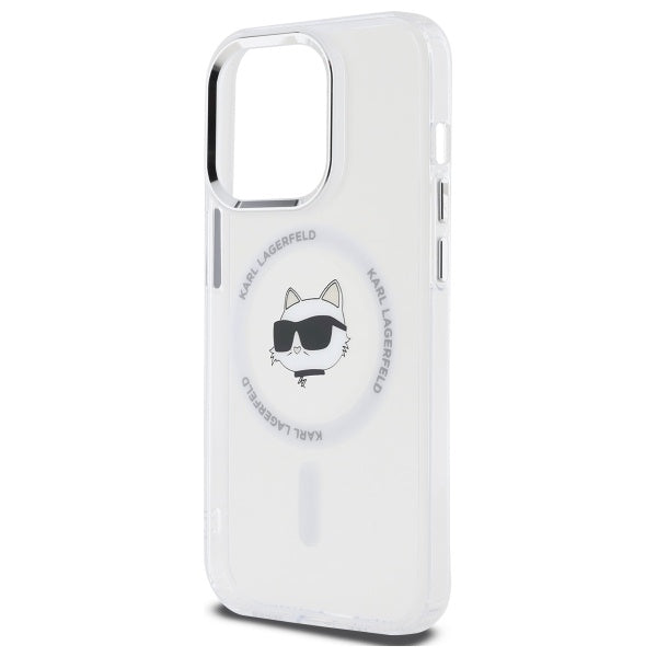 Karl Lagerfeld IML Metal Choupette Head MagSafe iPhone 14 Pro Case - White