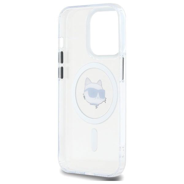 Karl Lagerfeld IML Metal Choupette Head MagSafe iPhone 14 Pro Case - White