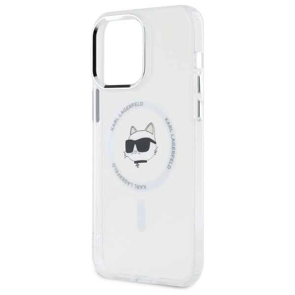 Karl Lagerfeld IML Metal Choupette Head MagSafe case for iPhone 14 Pro Max - white