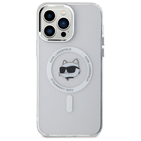 Karl Lagerfeld IML Metal Choupette Head MagSafe case for iPhone 14 Pro Max - white