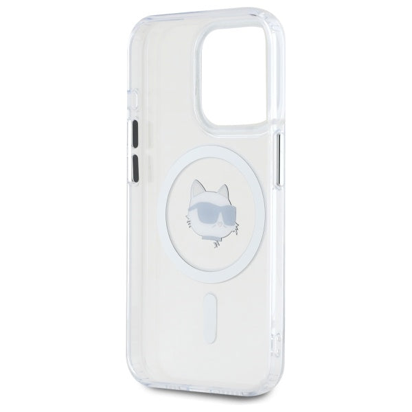 Karl Lagerfeld IML Metal Choupette Head MagSafe iPhone 15 Pro Case - White