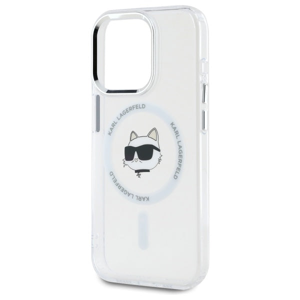 Karl Lagerfeld IML Metal Choupette Head MagSafe iPhone 15 Pro Case - White