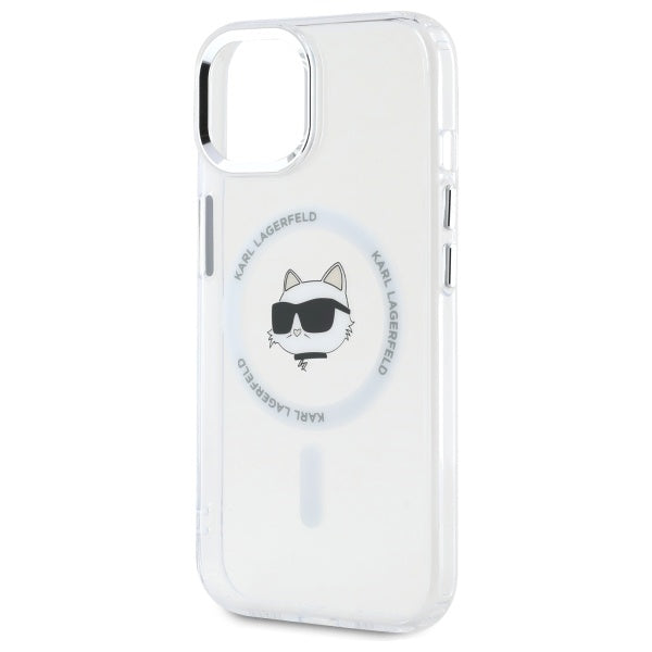 Karl Lagerfeld IML Metal Choupette Head MagSafe iPhone 15 Case - White