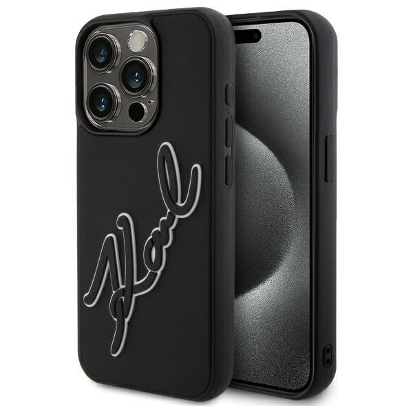 Karl Lagerfeld 3D Rubber Signature case for iPhone 15 Pro - black