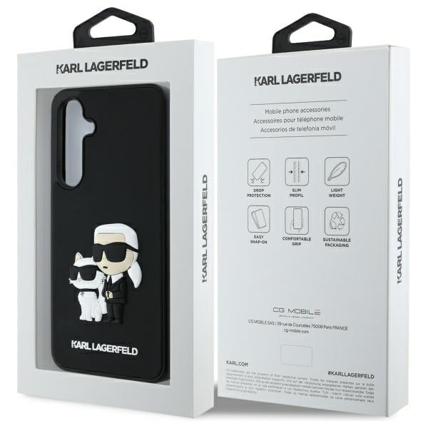 Karl Lagerfeld 3D Rubber Karl&amp;Choupette Case for Samsung Galaxy S24 FE - Black