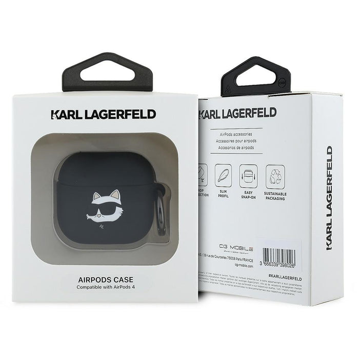 Karl Lagerfeld Silicone Choupette Head 3D Case for AirPods 4 - Black