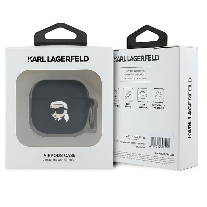 Karl Lagerfeld Silicone Karl Head 3D Case for AirPods 4 - Black