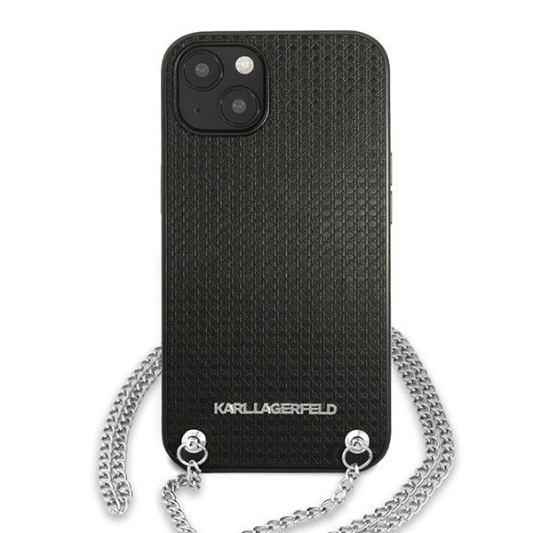 Karl Lagerfeld Leather Textured and Chain Case for iPhone 13 / 14 / 15 6.1" - Black