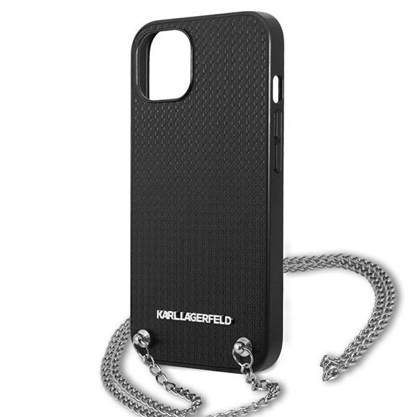 Karl Lagerfeld Leather Textured and Chain Case for iPhone 13 / 14 / 15 6.1" - Black